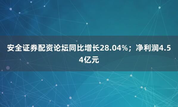 安全证券配资论坛同比增长28.04%；净利润4.54亿元