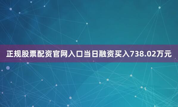 正规股票配资官网入口当日融资买入738.02万元
